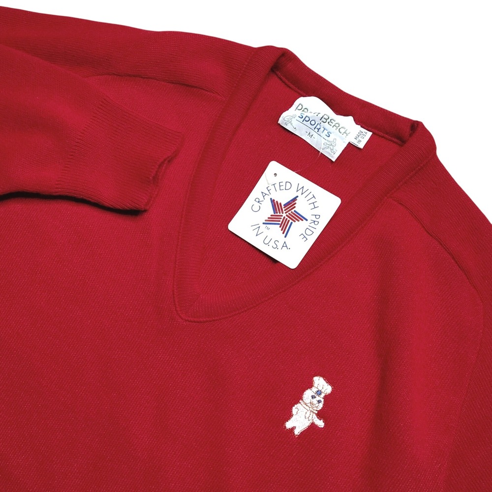 Palm Beach Sports V-Neck Sweater Medium Red NEW Pillsbury Doughboy Vintage USA